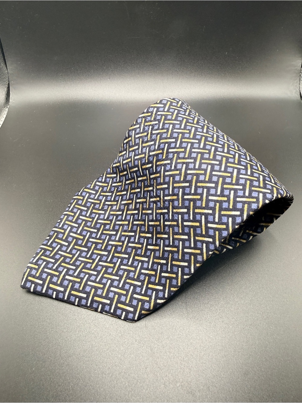 Vintage Pierre Cardin Paris Italian Silk Tie Geometric Basketweave 4”